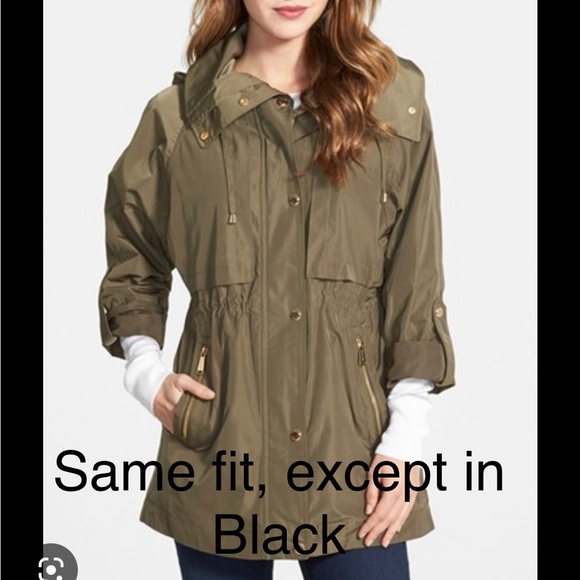 Michael Kors Petite Hooded Anorak - Black - Picture 1 of 7